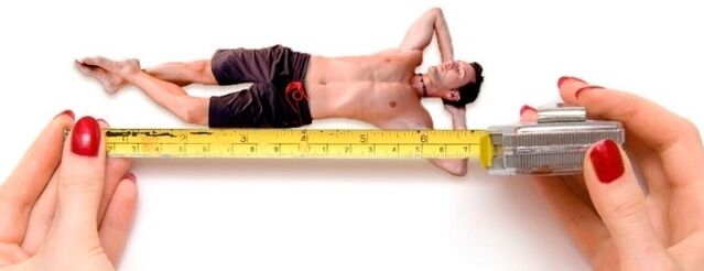 the picture symbolizes the measurement of the male genitalia before growth