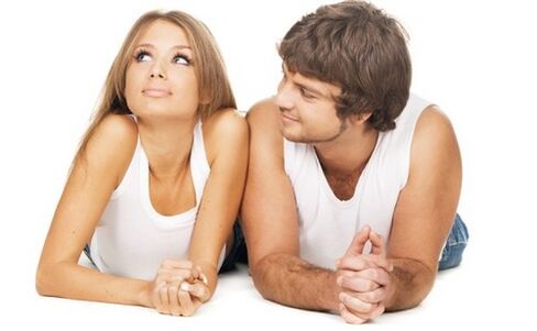 A woman and a man think about penis enlargement with soda